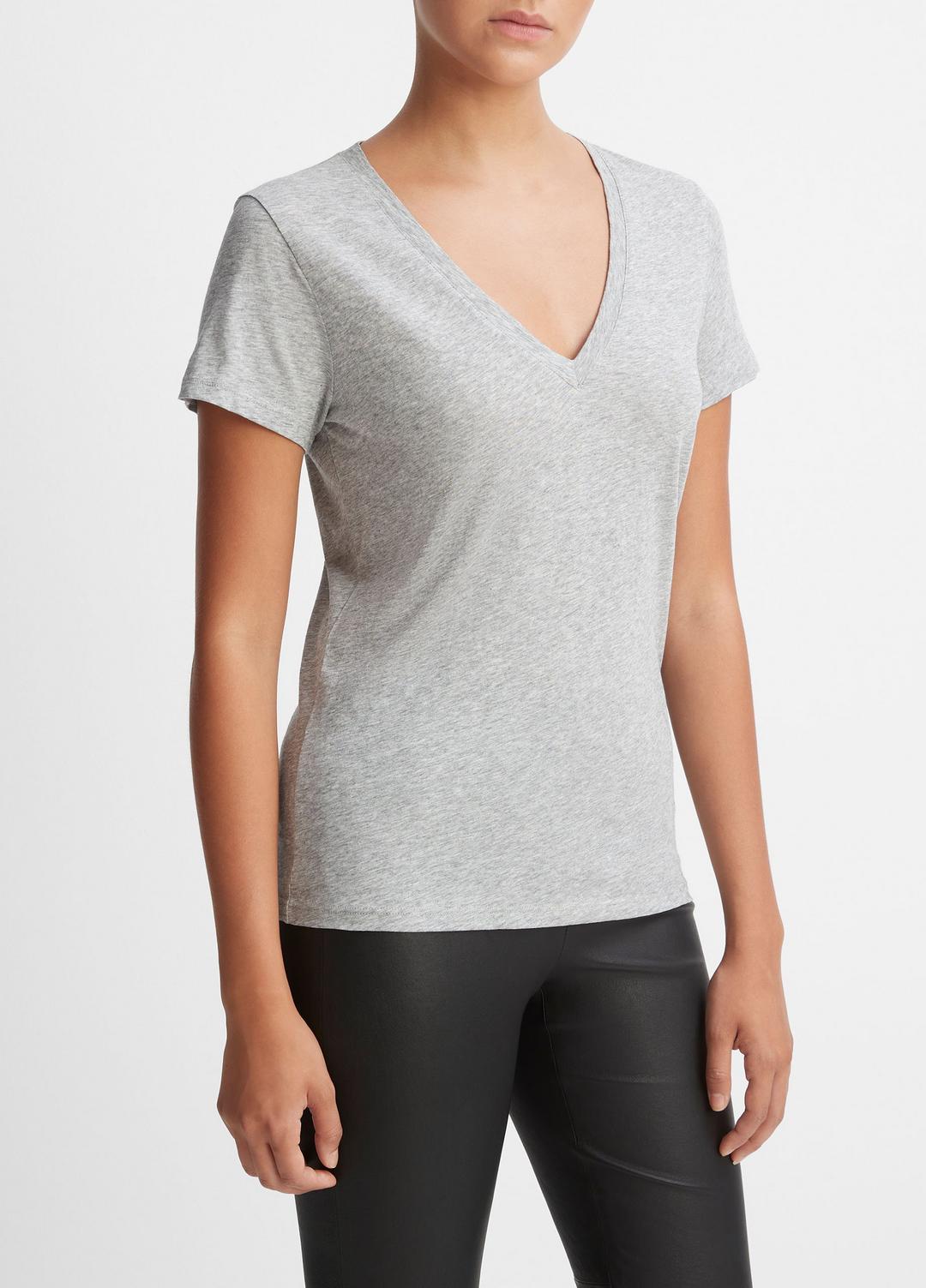 Essential Pima Cotton V-Neck T-Shirt in Short Sleeve