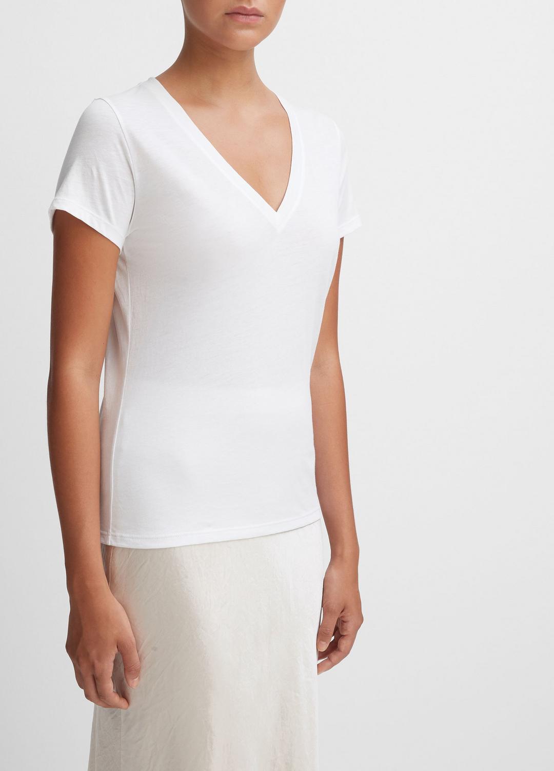 Essential Pima Cotton V-Neck T-Shirt in Short Sleeve