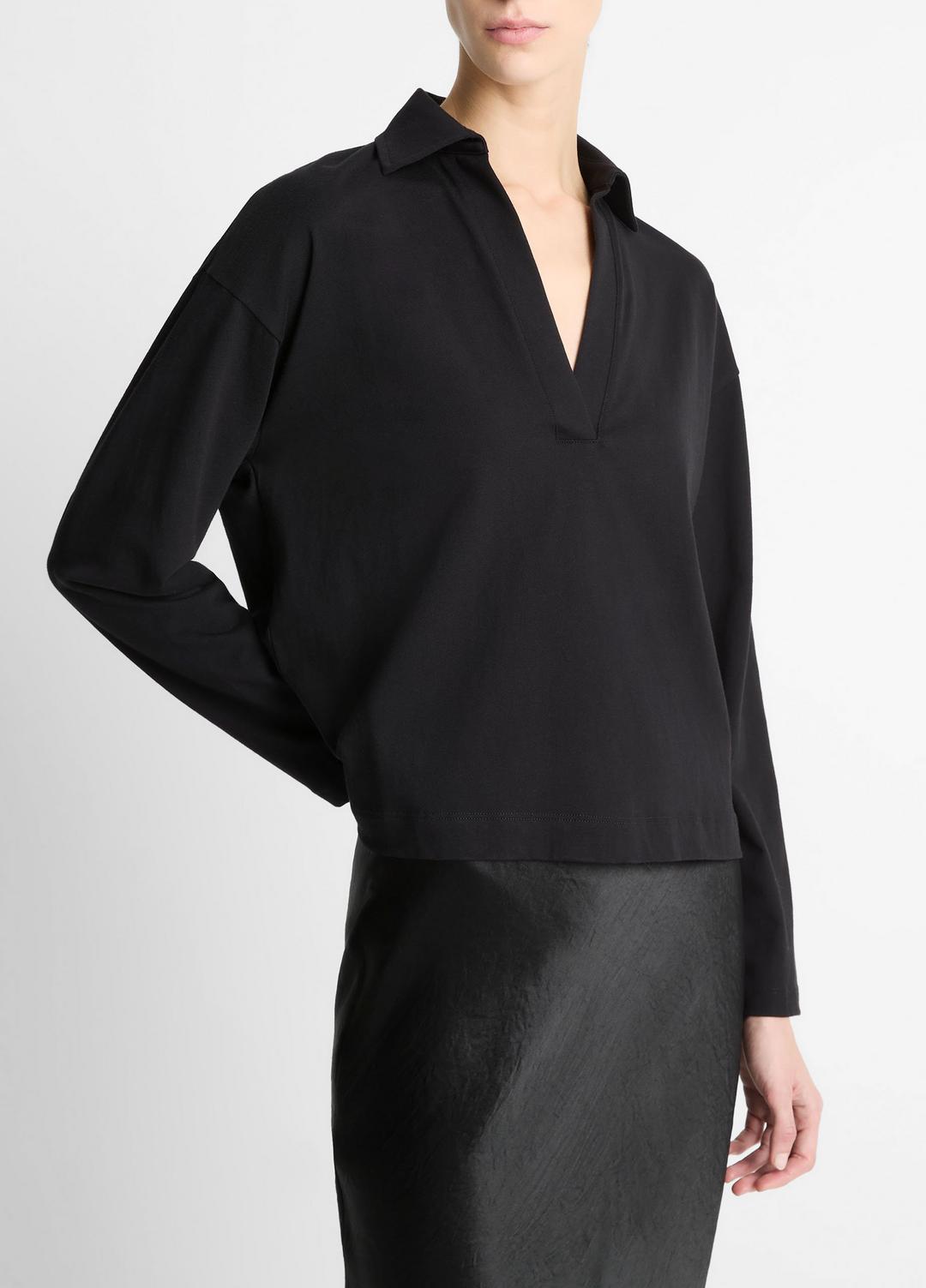 Easy Pima Cotton Long-Sleeve Polo Shirt in Long Sleeve