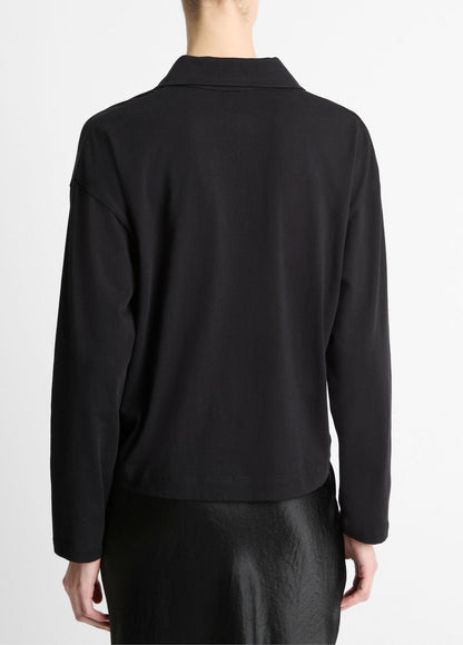 Easy Pima Cotton Long-Sleeve Polo Shirt in Long Sleeve
