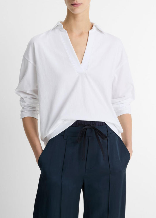 Easy Pima Cotton Long-Sleeve Polo Shirt in Long Sleeve