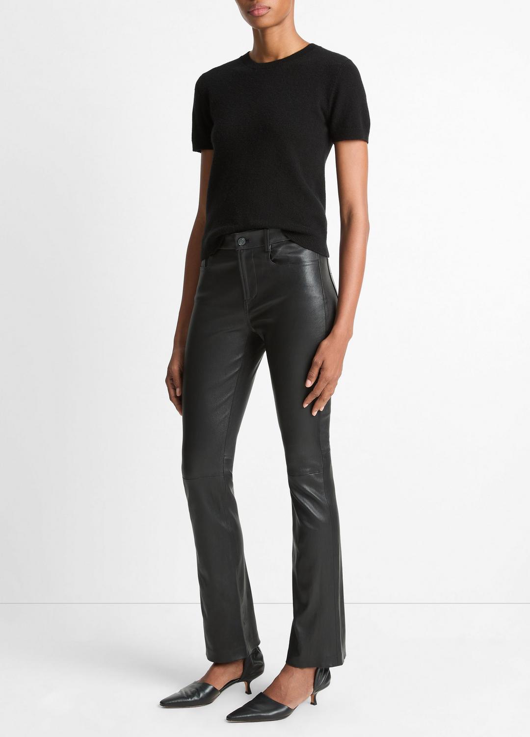 Stretch Leather Boot-Cut Pant in Trousers