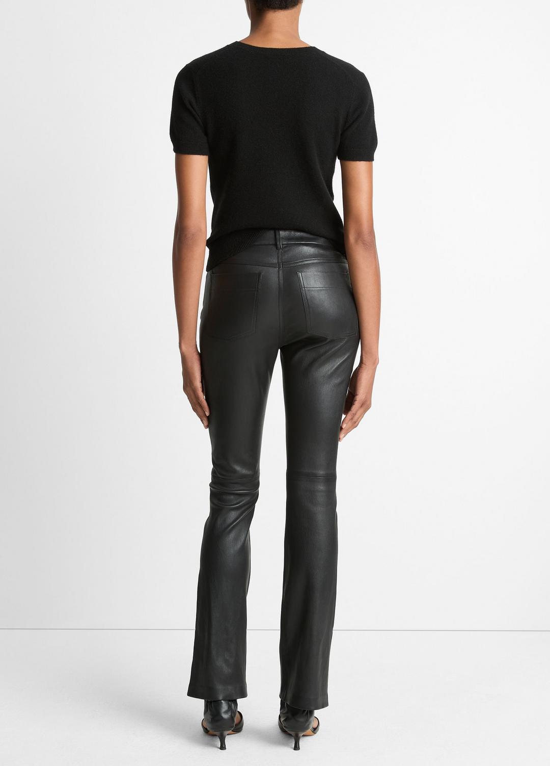 Stretch Leather Boot-Cut Pant in Trousers