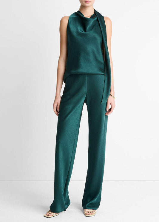Colette High-Rise Fluid Satin Bias Pant in Trousers