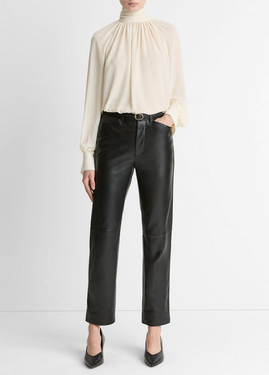 Leather Straight-Leg Trouser in Trousers