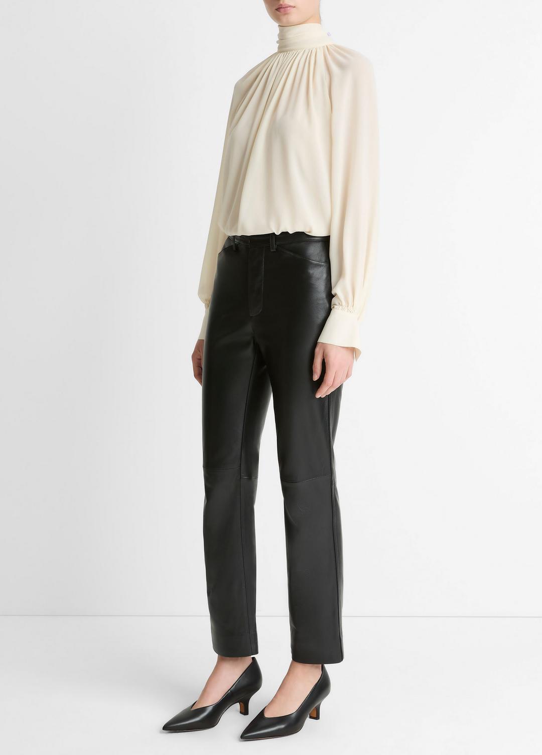 Leather Straight-Leg Trouser in Trousers