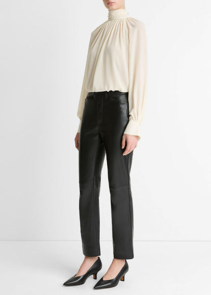 Leather Straight-Leg Trouser in Trousers