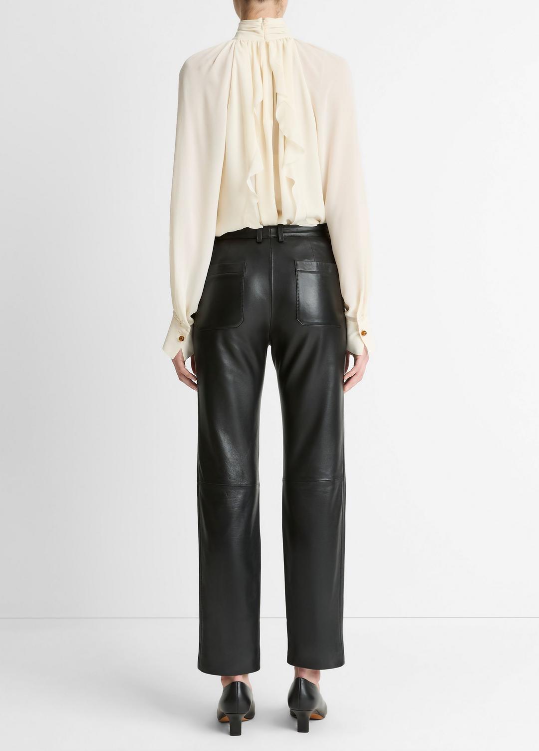 Leather Straight-Leg Trouser in Trousers