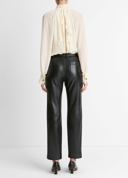 Leather Straight-Leg Trouser in Trousers