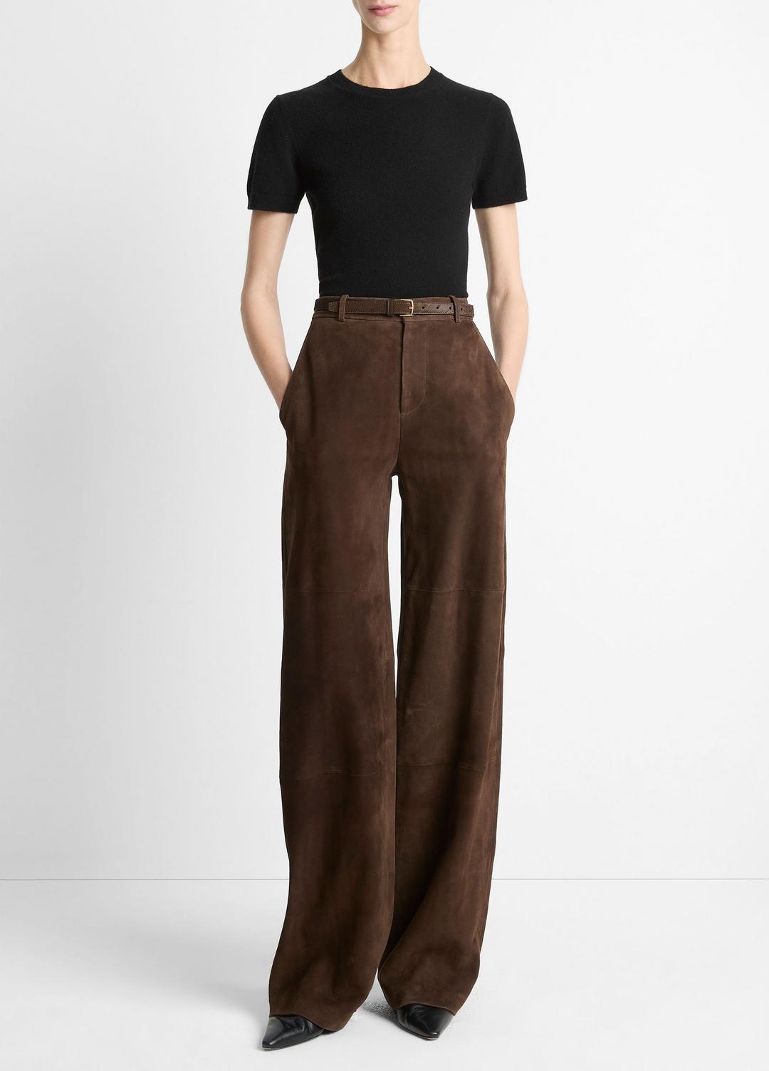 Suede Mid-Rise Trouser in Trousers