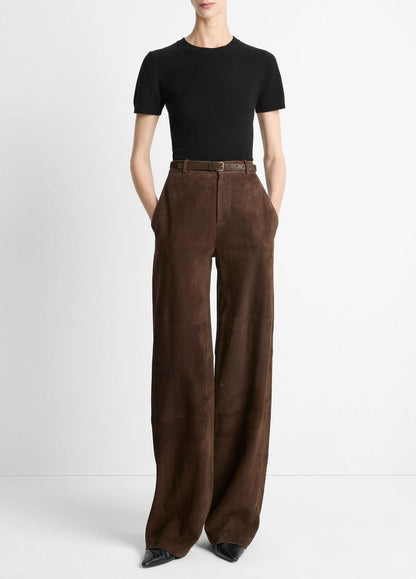 Suede Mid-Rise Trouser in Trousers