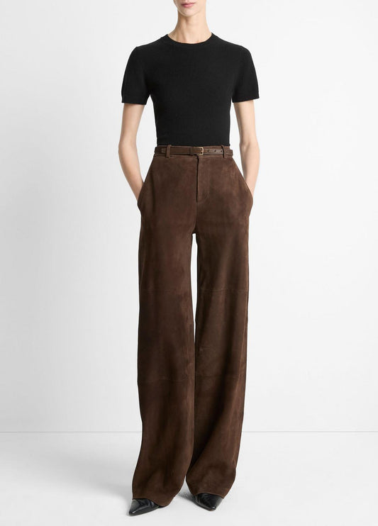 Suede Mid-Rise Trouser in Trousers