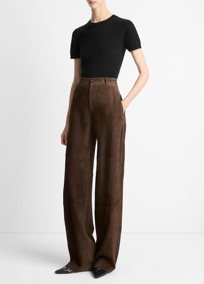 Suede Mid-Rise Trouser in Trousers