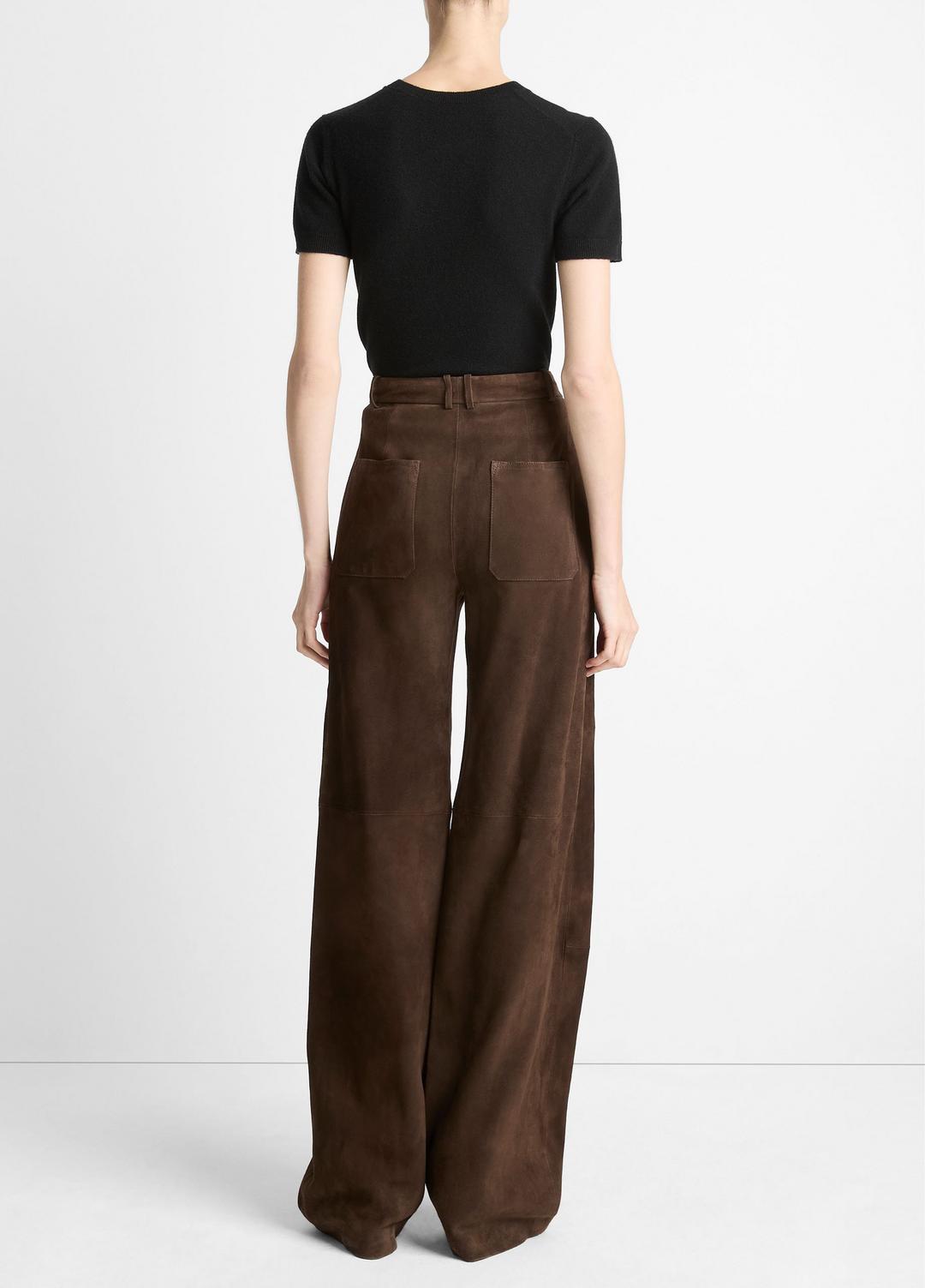 Suede Mid-Rise Trouser in Trousers