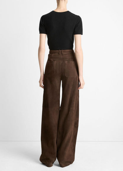 Suede Mid-Rise Trouser in Trousers
