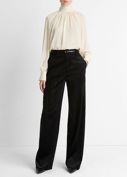 Italian Velvet High-Waist Wide-Leg Trouser in Wide Leg