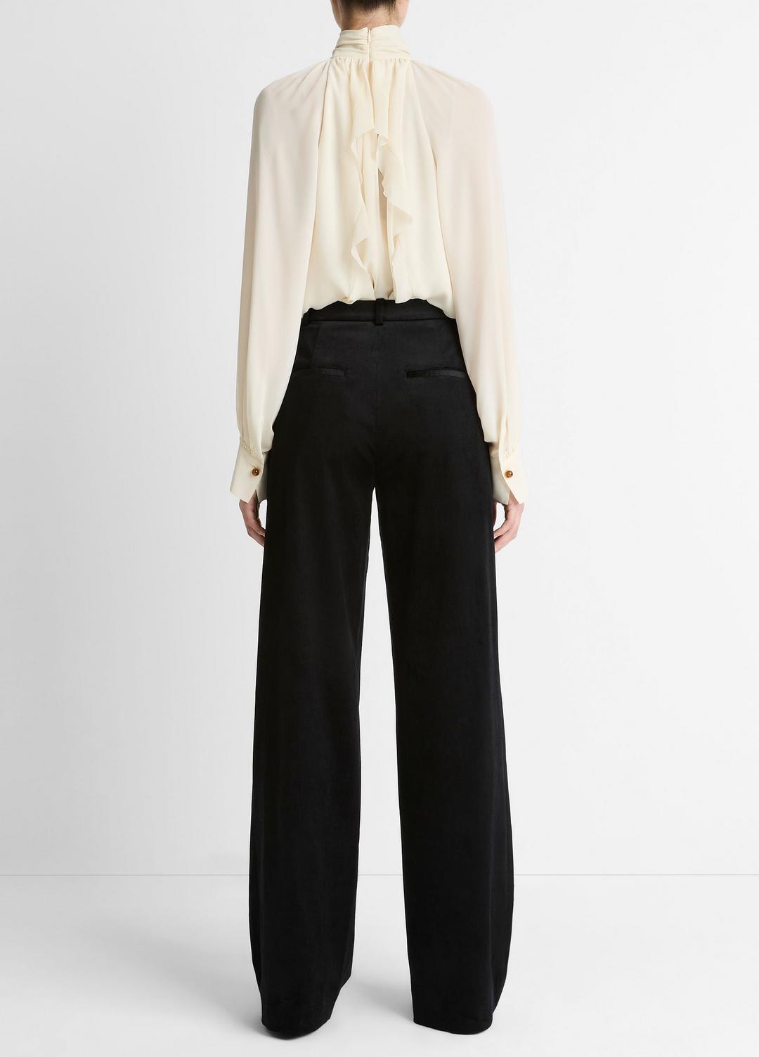 Italian Velvet High-Waist Wide-Leg Trouser in Wide Leg