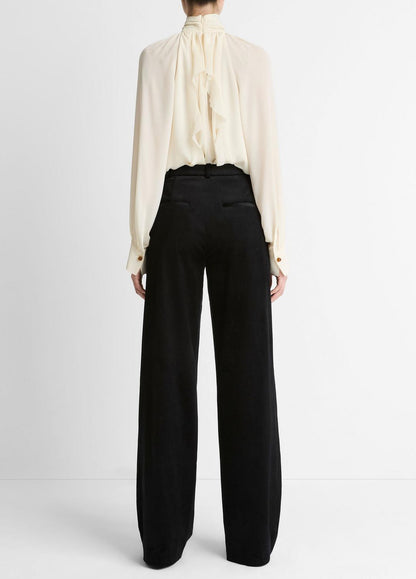 Italian Velvet High-Waist Wide-Leg Trouser in Wide Leg