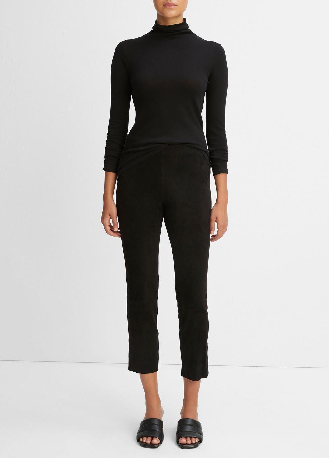 Stretch Suede Split Hem Crop Legging in Leggings