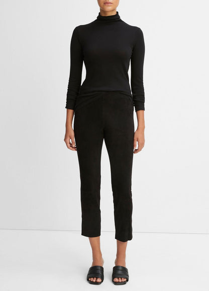 Stretch Suede Split Hem Crop Legging in Leggings