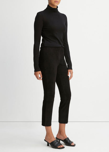 Stretch Suede Split Hem Crop Legging in Leggings