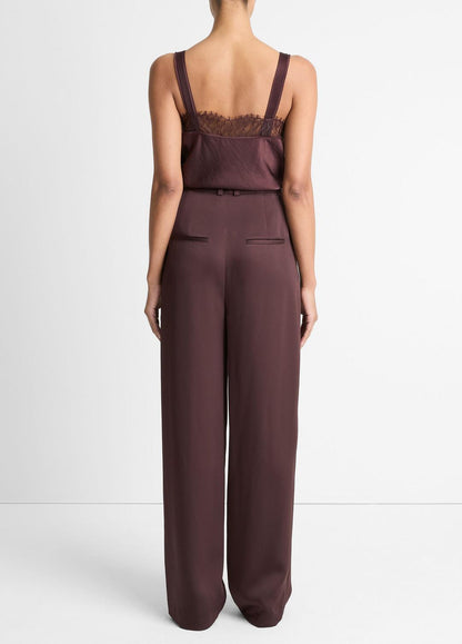 Satin Pleated Wide-Leg Trouser in Trousers