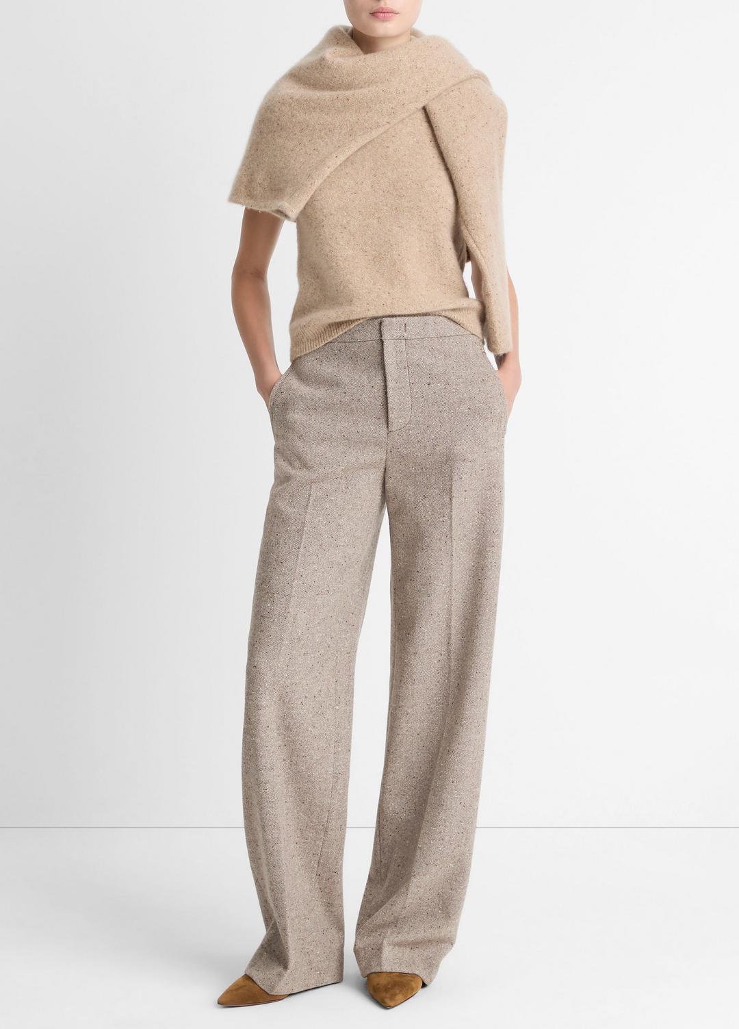 Donegal Wool-Blend Wide-Leg Trouser in Trousers