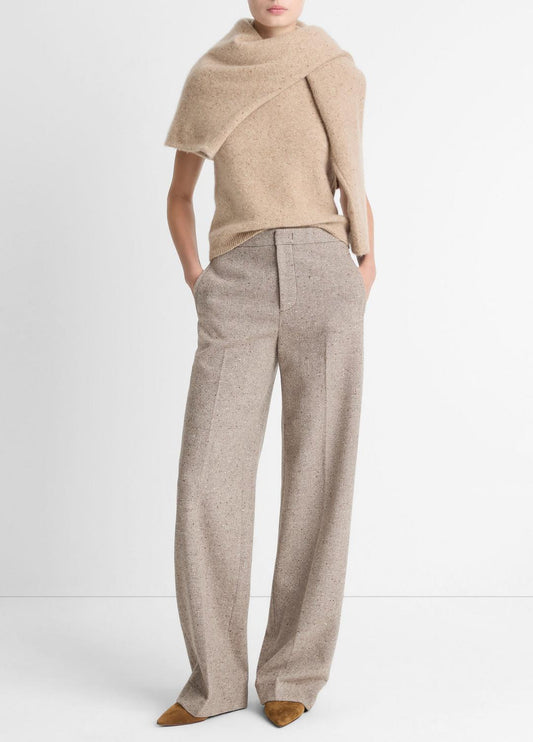 Donegal Wool-Blend Wide-Leg Trouser in Trousers