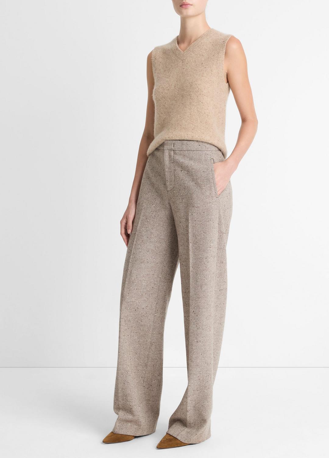 Donegal Wool-Blend Wide-Leg Trouser in Trousers
