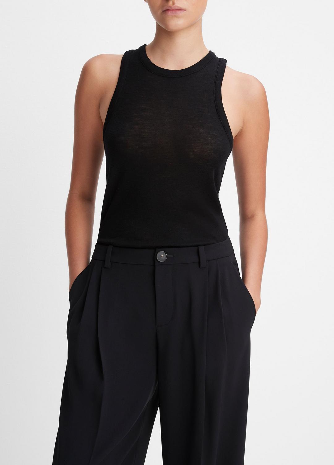 Drop-Waist Pleated Crepe Trouser in Trousers