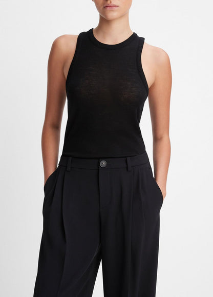 Drop-Waist Pleated Crepe Trouser in Trousers