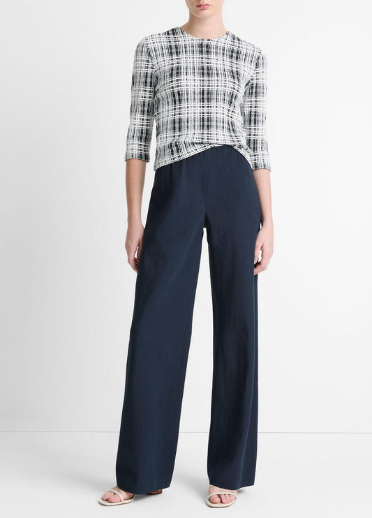 Cotton-Blend High-Waist Bias Pant in Wide Leg