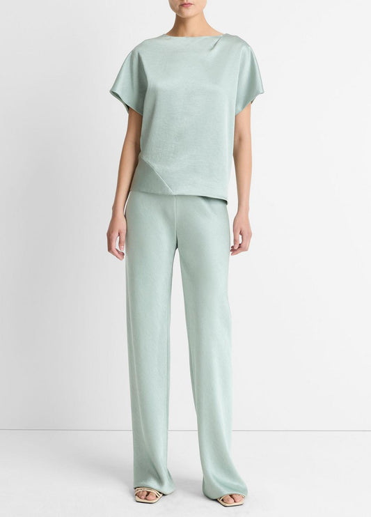 Colette High-Rise Fluid Satin Bias Pant in Trousers