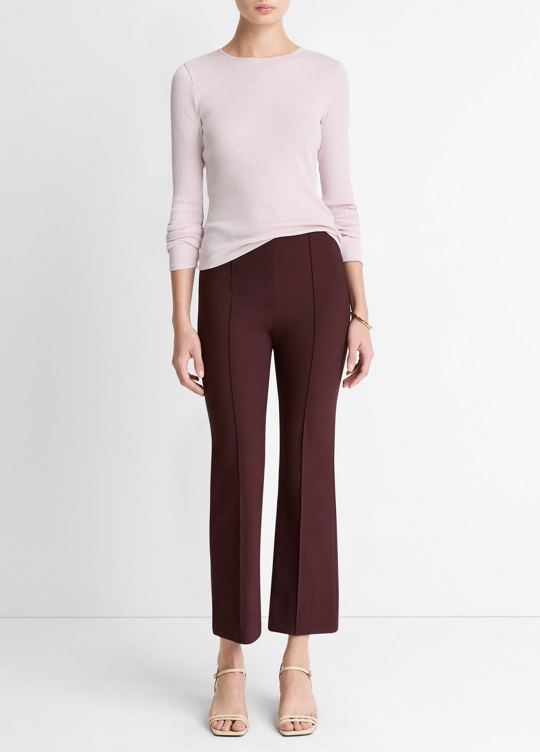 Niki Mid-Rise Pintuck Crop Flare Pant in Trousers