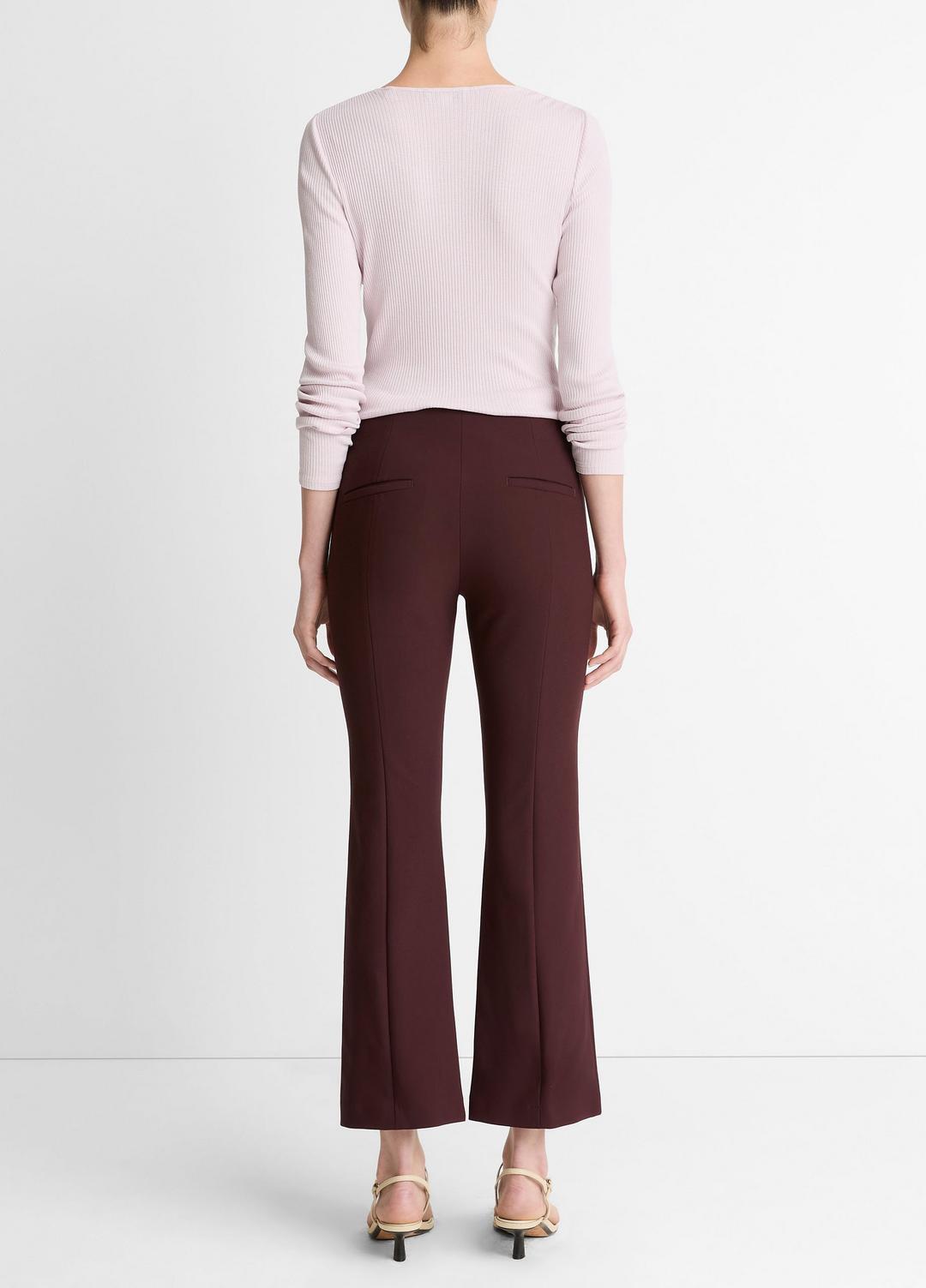 Niki Mid-Rise Pintuck Crop Flare Pant in Trousers