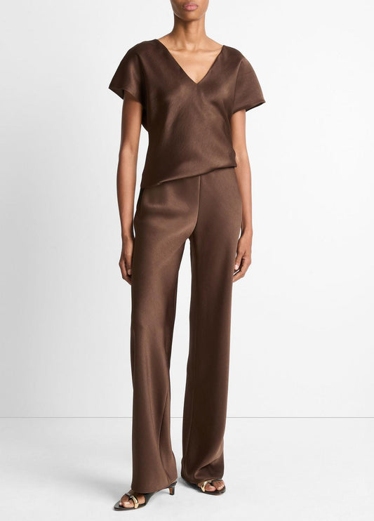 Colette High-Rise Fluid Satin Bias Pant in Trousers