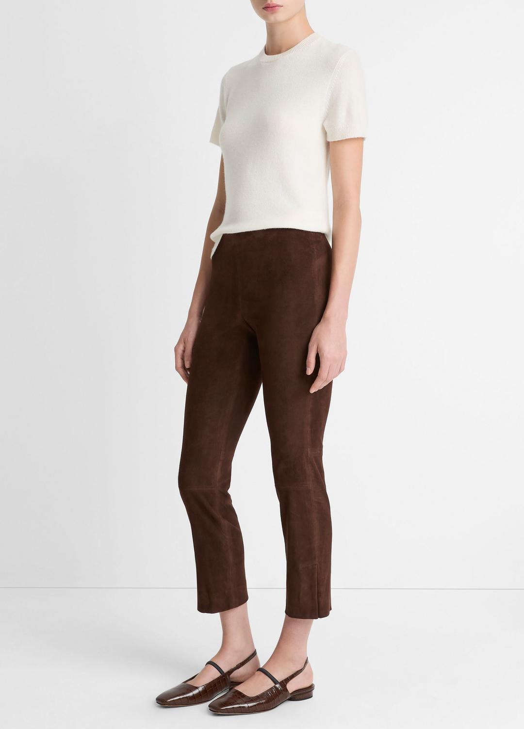 Suede Split-Hem Cropped Pant in Leggings