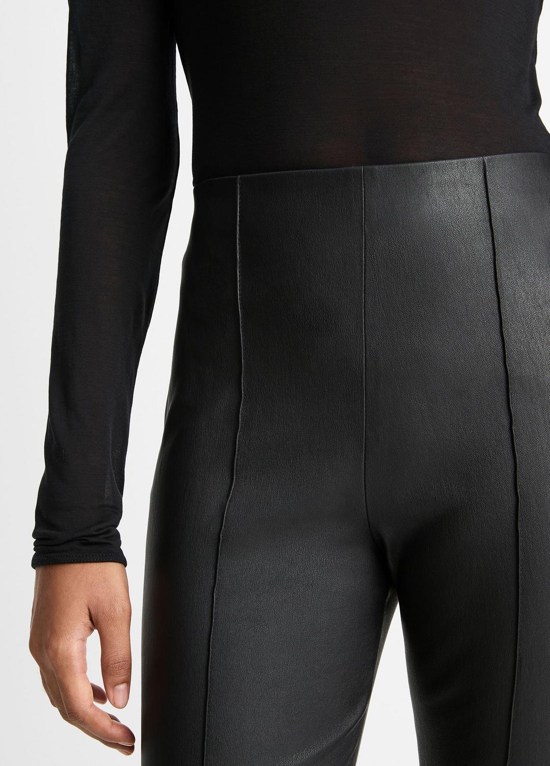 Stretch-Leather Crop Flare Pant in Trousers