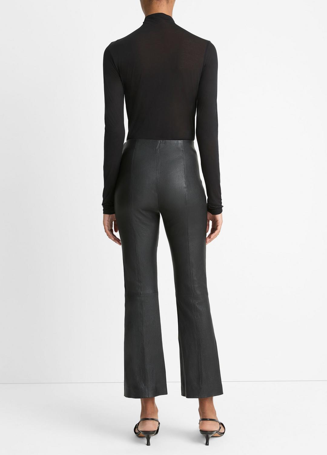 Stretch-Leather Crop Flare Pant in Trousers