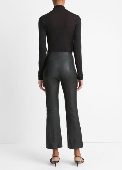 Stretch-Leather Crop Flare Pant in Trousers