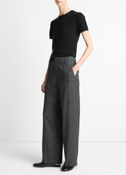 Italian Jaspe Pintuck High-Waist Wide-Leg Pant in Wide Leg
