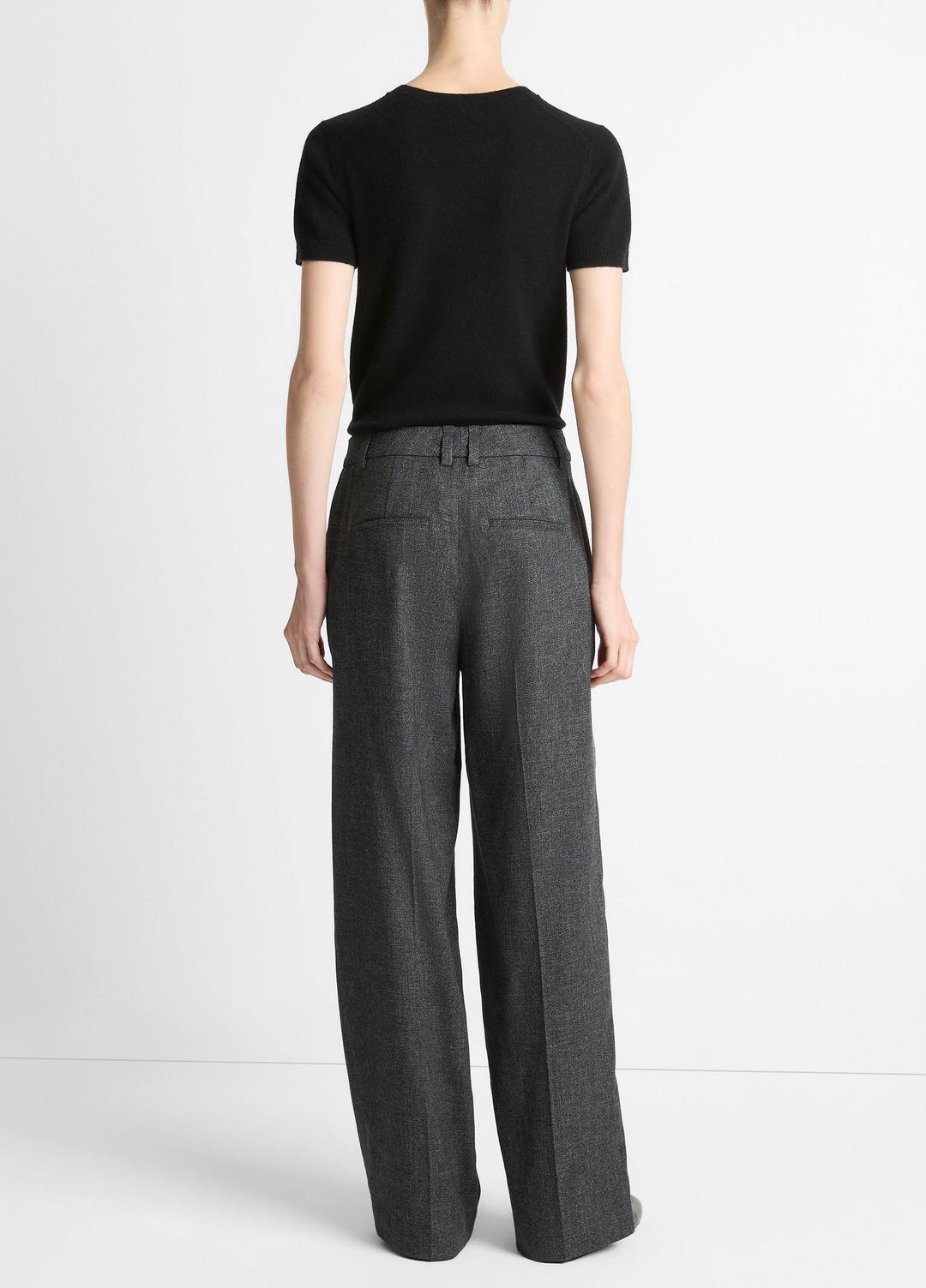 Italian Jaspe Pintuck High-Waist Wide-Leg Pant in Wide Leg