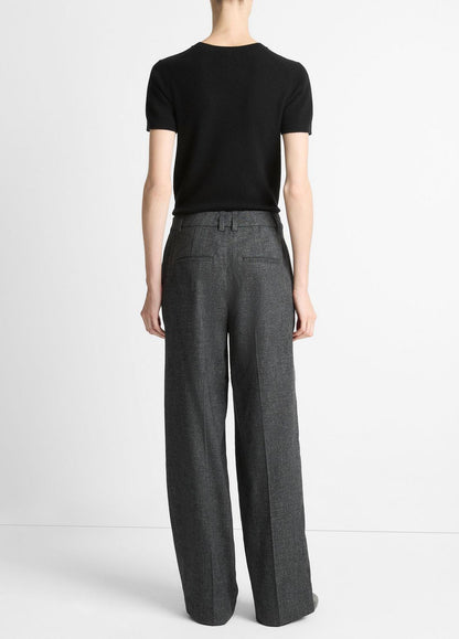 Italian Jaspe Pintuck High-Waist Wide-Leg Pant in Wide Leg