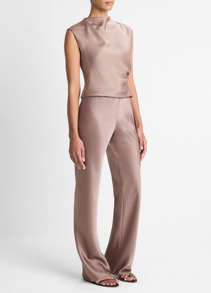 Colette High-Rise Fluid Satin Bias Pant in Trousers