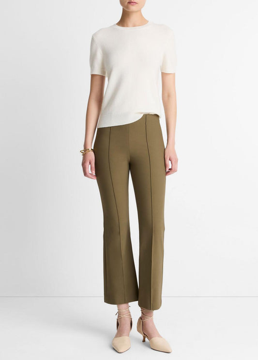 Niki Mid-Rise Pintuck Crop Flare Pant in Trousers