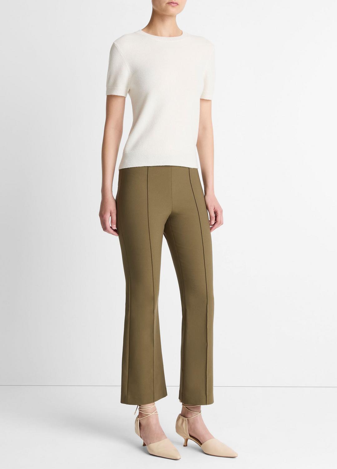 Niki Mid-Rise Pintuck Crop Flare Pant in Trousers
