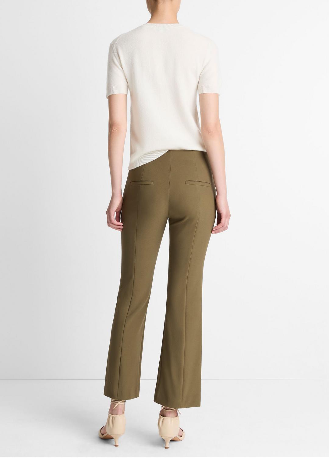 Niki Mid-Rise Pintuck Crop Flare Pant in Trousers