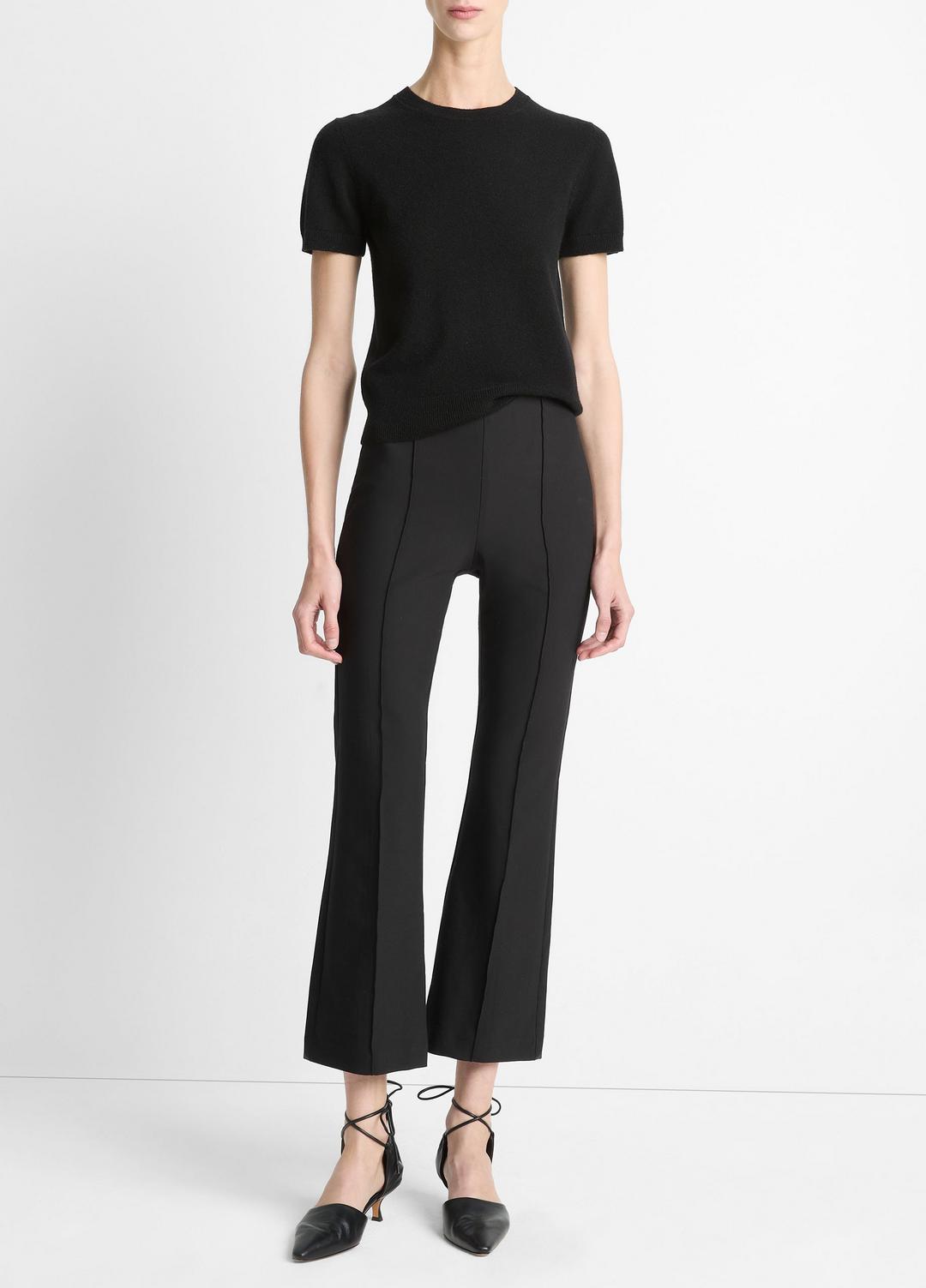 Niki Mid-Rise Pintuck Crop Flare Pant in Trousers