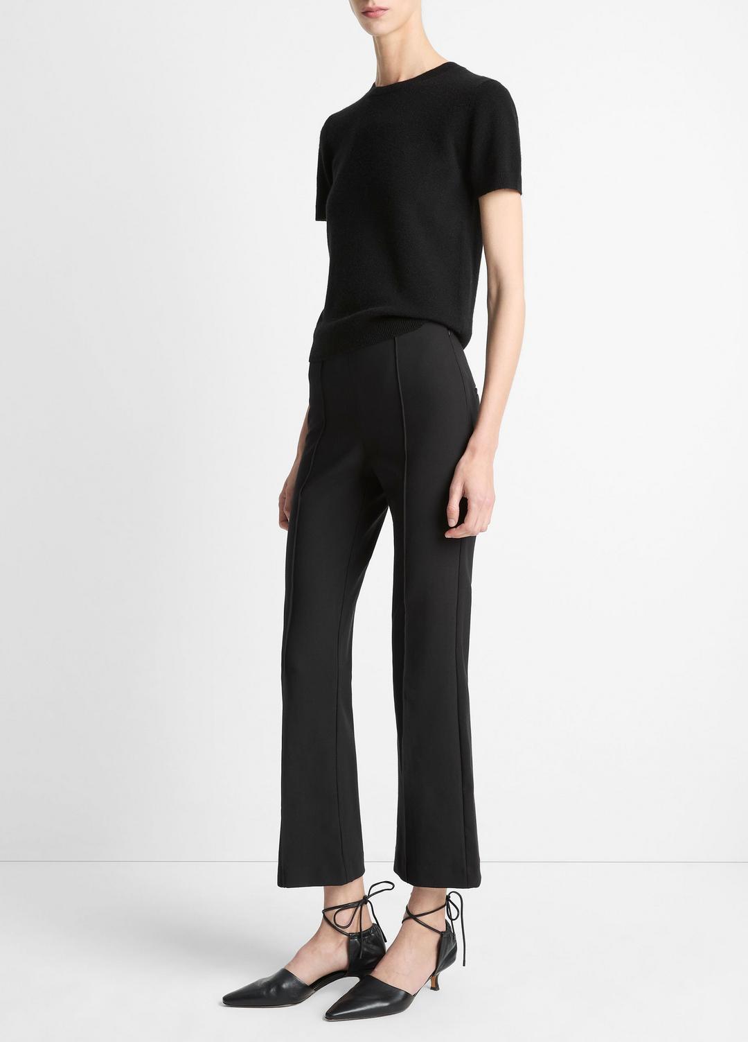 Niki Mid-Rise Pintuck Crop Flare Pant in Trousers