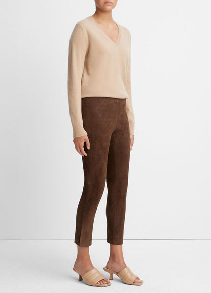 Stretch Suede Split Hem Crop Legging in Leggings